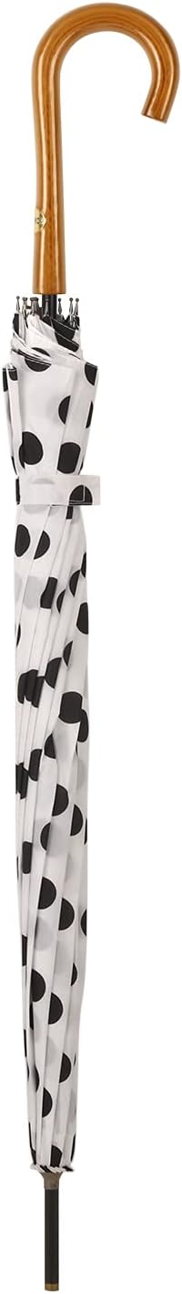 Agaric Classic Wooden Hook Handle J Stick Umbrella Auto Open Windproof Umbrella for Women (White)