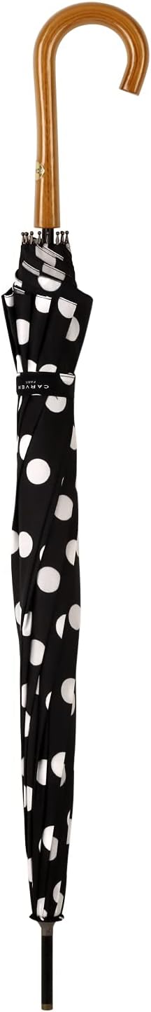 Agaric Classic Wooden Hook Handle J Stick Umbrella Auto Open Windproof Umbrella for Women (Black)