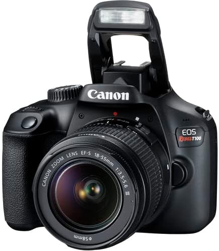 Canon EOS Rebel T100 DSLR Camera with 18-55mm Lens | 18MP APS-C Sensor, Built-in Wi-Fi & Full HD Video | for Beginners, Travel & Everyday Shooting (2628C029) + EF-S 24mm f/2.8 STM Lens + Bag + More