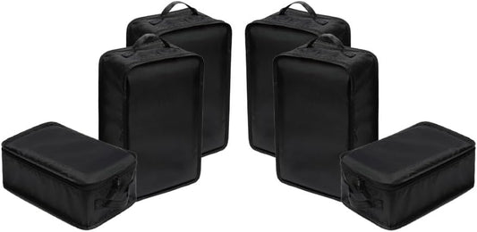 Travel Shoe Bags, Foldable Waterproof Shoe Pouches Organizer-Double Layer (6 Black Shoe Bags)
