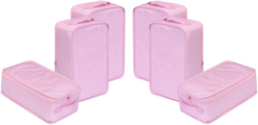 Travel Shoe Bags, Foldable Waterproof Shoe Pouches Organizer-Double Layer (6 Pink Shoe Bags)