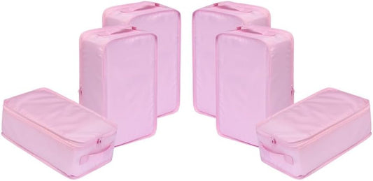 Travel Shoe Bags, Foldable Waterproof Shoe Pouches Organizer-Double Layer (6 Pink Shoe Bags)
