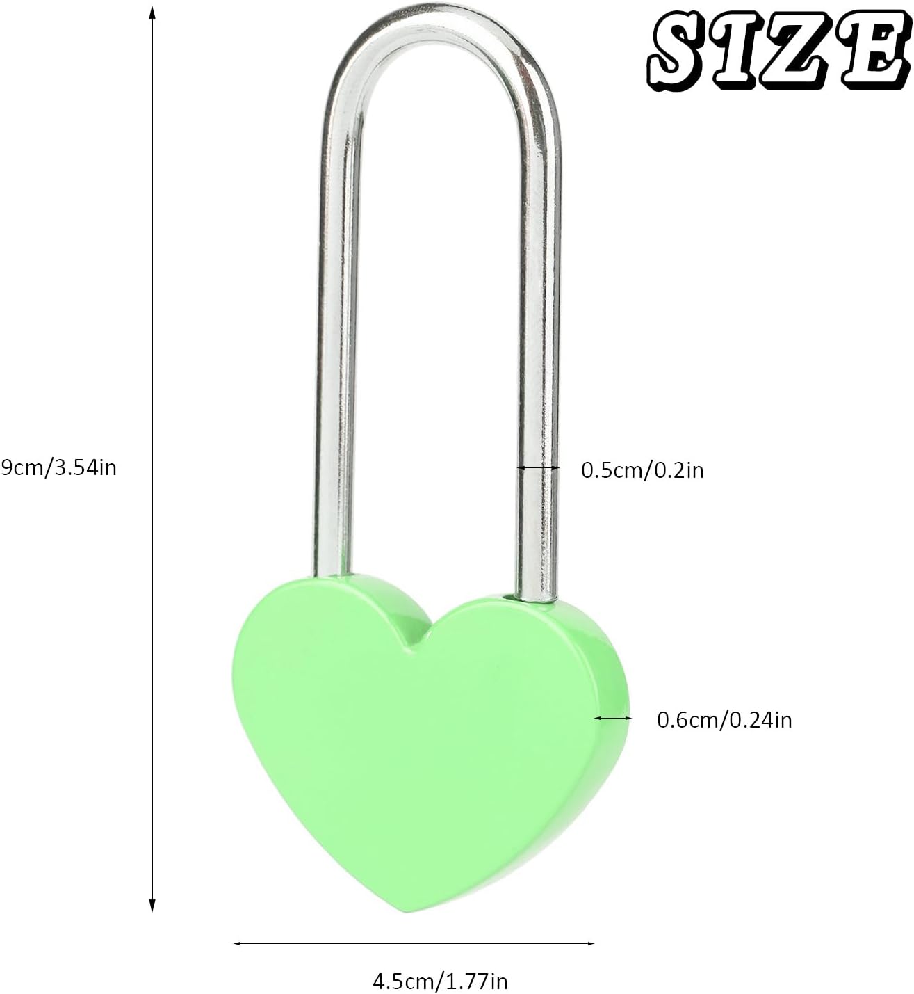 10PC 3.5" 50mm Love Lock Heart Padlock,Green Single Heart Wish Lock for Lovers Wedding,Valentines,Anniversary,Travel, Valentines Day, Bridge(NO Key)