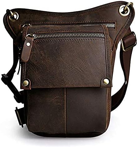 Leather Waist Pack Drop Leg Bag for Men Women Belt Bumbag Multi-Purpose Motorcycle Bike Outdoor Sports Tactical Cycling Riding Hiking Camping Pouch