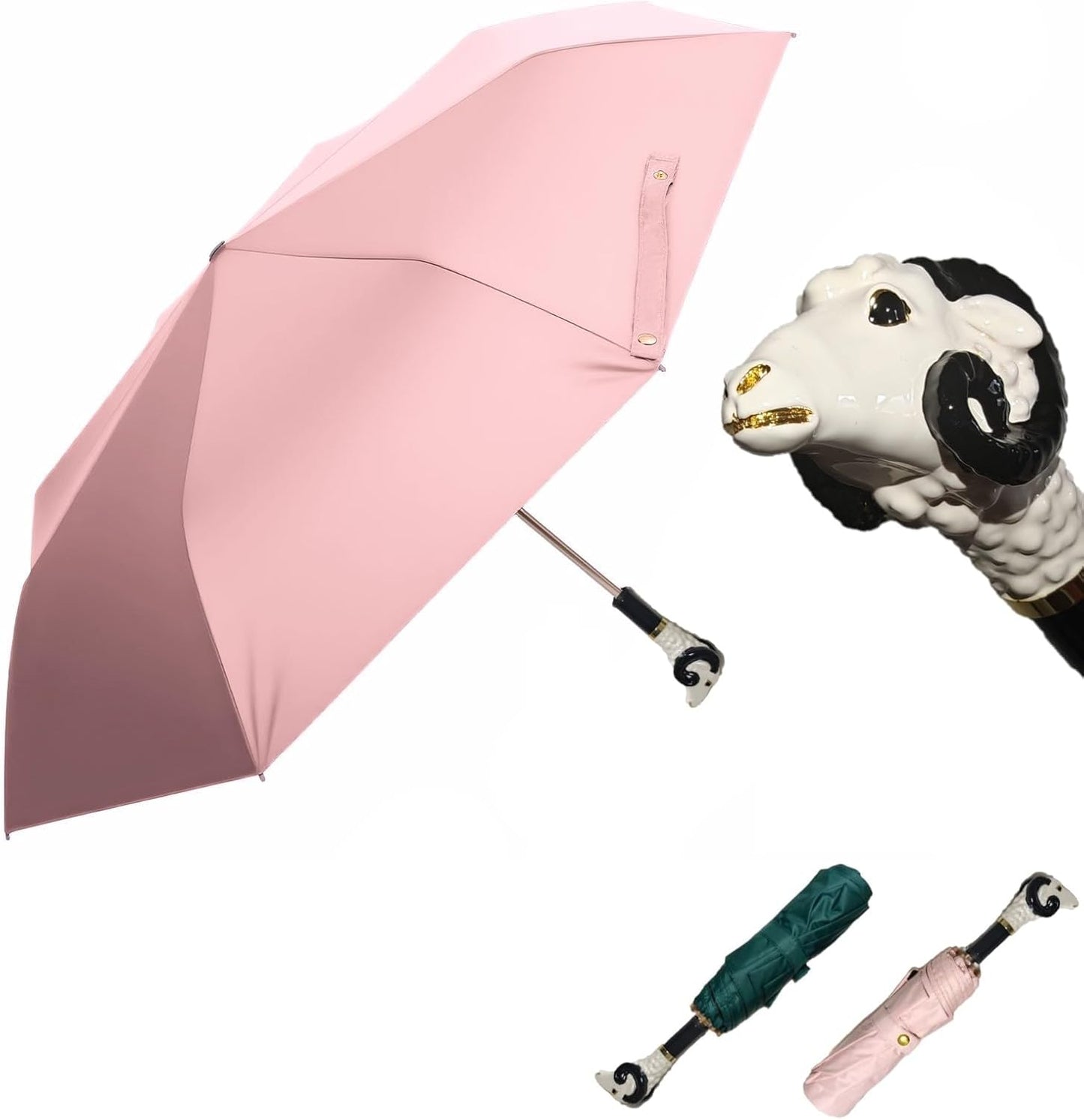 Handpainted Artisan Foldable Umbrella – Animal Lovers – Traditional Enamel Figurine – Fashion Umbrella – Unique Gift Idea – Compact & Windproof – Advanced UV Protection