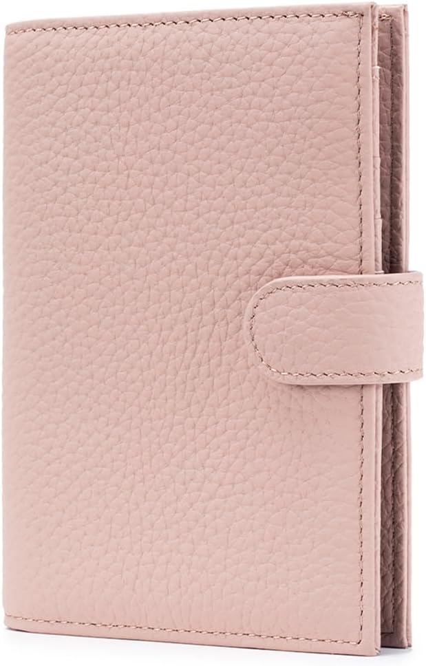 Leather RFID Slim Passport Holder for Travel Women – Passport Wallet for Men with Passport Cover & 3 Card Slots, Zippered Coin Pocket, Cash Holder – Travel Organizer Christmas Gift Box (Pink)