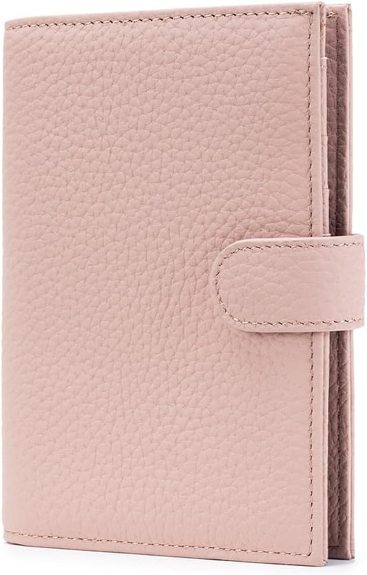 Leather RFID Slim Passport Holder for Travel Women – Passport Wallet for Men with Passport Cover & 3 Card Slots, Zippered Coin Pocket, Cash Holder – Travel Organizer Christmas Gift Box (Pink)