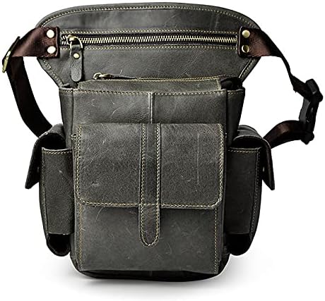 Leather Waist Pack Drop Leg Bag for Men Women Belt Bumbag Multi-Purpose Motorcycle Bike Outdoor Sports Tactical Cycling Riding Hiking Camping Pouch