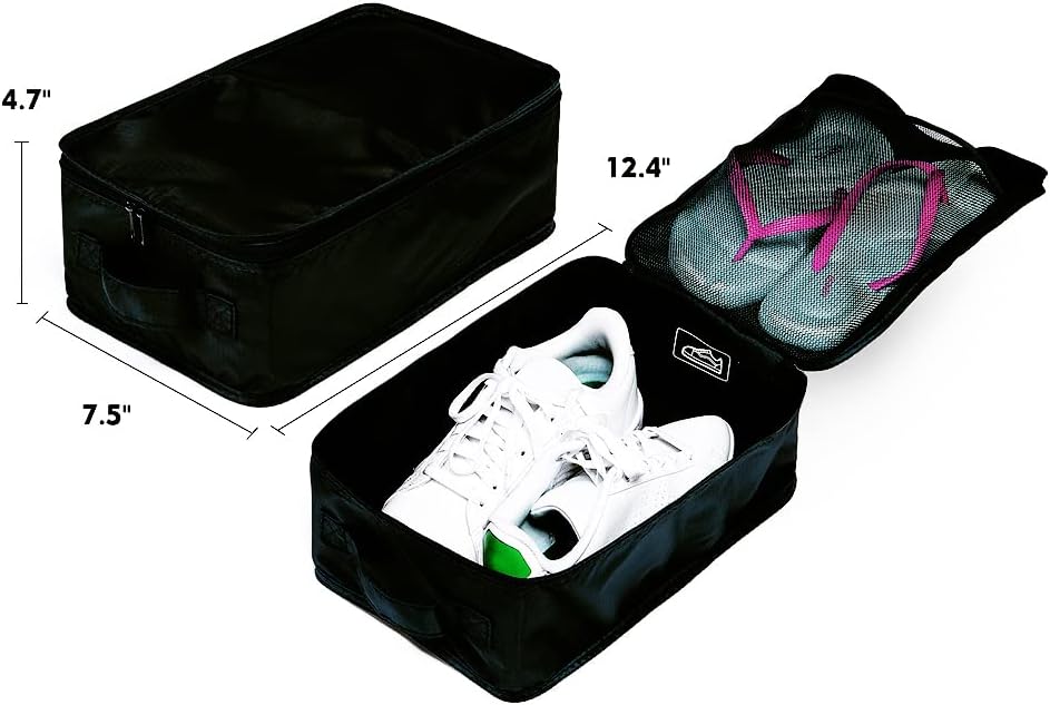 Travel Shoe Bags, Foldable Waterproof Shoe Pouches Organizer-Double Layer (8 Black Shoe Bags)