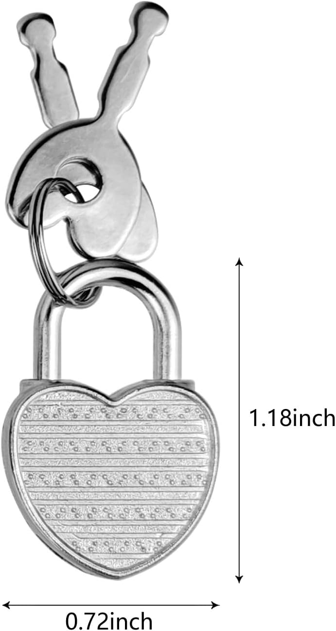 10 Pack Mini Diary Padlock, Small Locks with Keys, Tiny Luggage Locks for Travel, Journal, Jewelry, Backpack, Boxes (Heart, 10)