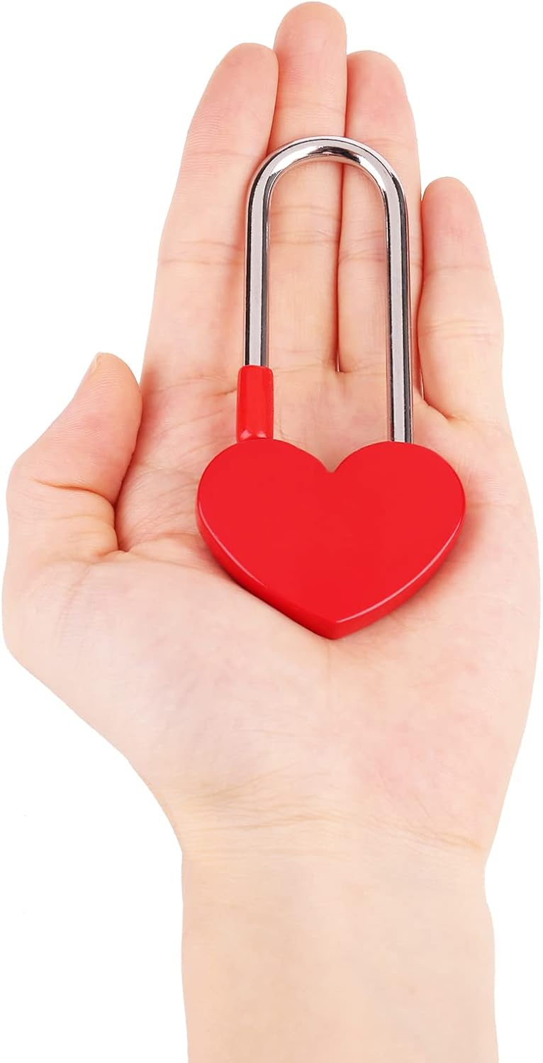 100PCS 3.5" 50mm Love Lock Heart Padlock,Red Single Heart Wish Lock for Lovers Wedding,Valentine's Day,Anniversary,Travel(NO Key)