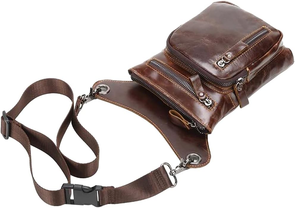Leather Waist Pack Drop Leg Bag for Men Women Belt Bumbag Multi-Purpose Motorcycle Bike Outdoor Sports Tactical Cycling Riding Hiking Camping Pouch