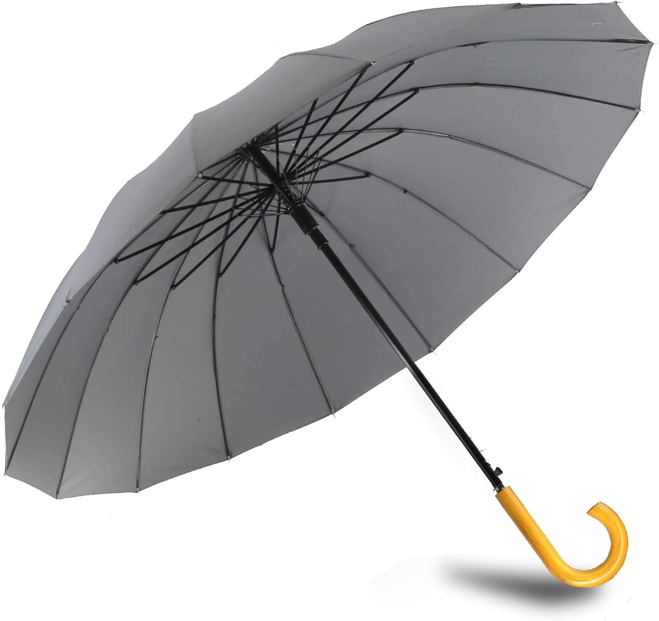 MRTLLOA 52 Inch Windproof Large Umbrellas for Rain, 16 Ribs, J Wooden Handle, 210T High-density Fabric Golf Stick Umbrella