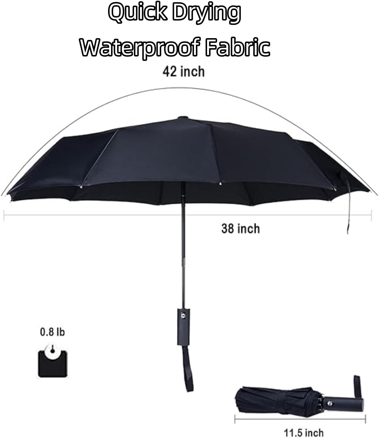 Windproof Travel Umbrella for Adult, Automatic Umbrellas for Rain - Compact Folding Umbrella with UV Protection, Lightweight Portable Design for Backpack/Walking/Car, Sun & Storm Ready