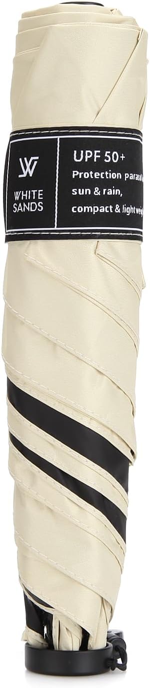 WHITE SANDS MOJA Ultralight Travel Umbrella Compact, Foldable, UPF 50+ Sun Protection LUNOA