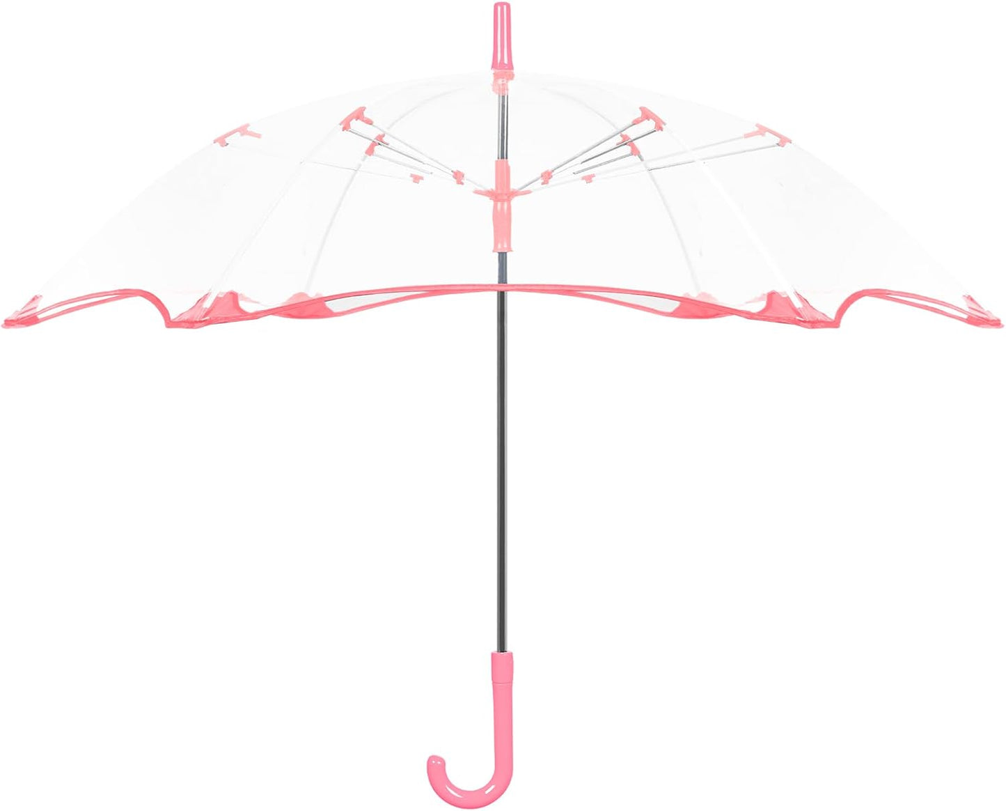 2Pcs Kids Clear Umbrella for Rain, Round Bubble Umbrella,Wide Coverage Arc 43 Inch,Auto Close,Windproof Strong Double Fiberglass Ribs With Spring Supporting for Each 6 Panels, Steel Shaft, Spoke Big Protectors for Safety