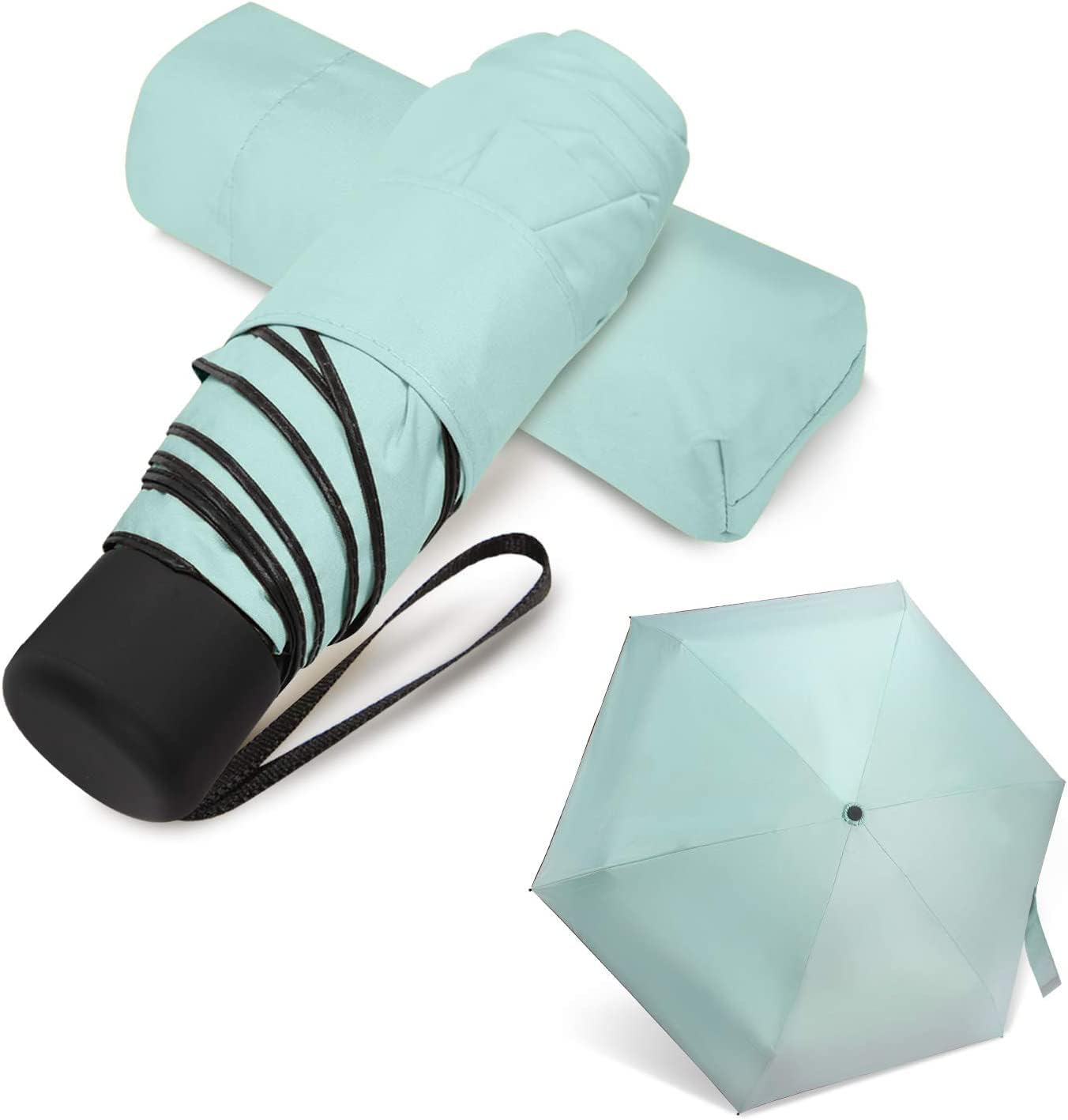 Small Travel Umbrella Compact for UV Protection Light Purse Size Umbrellas for Sun Rain Portable for Backpack