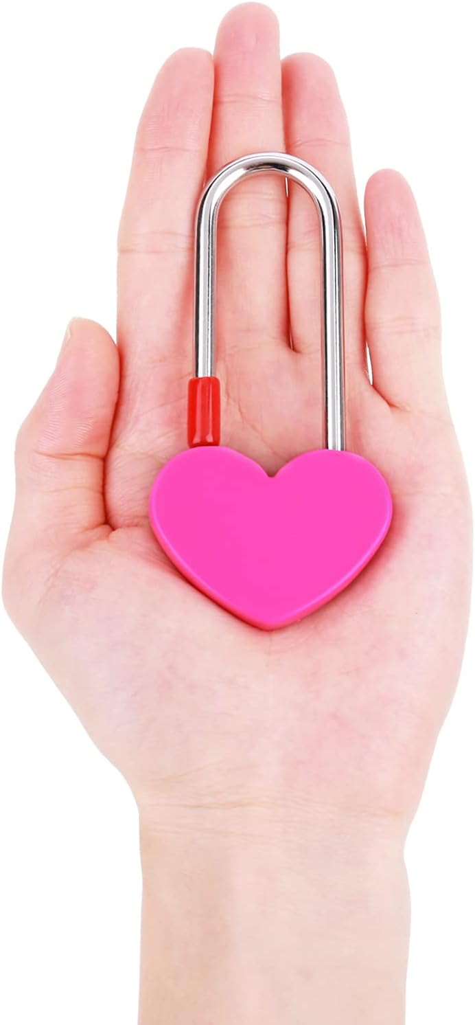 10PCS 3.5" 50mm Love Lock Heart Padlock,Rose Red Single Heart Wish Lock for Lovers Wedding,Valentines,Anniversary,Travel(NO Key)