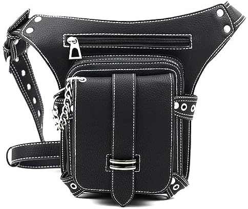 Leather Waist Pack Drop Leg Bag for Men Women Belt Bumbag Multi-Purpose Motorcycle Bike Outdoor Sports Tactical Cycling Riding Hiking Camping Pouch