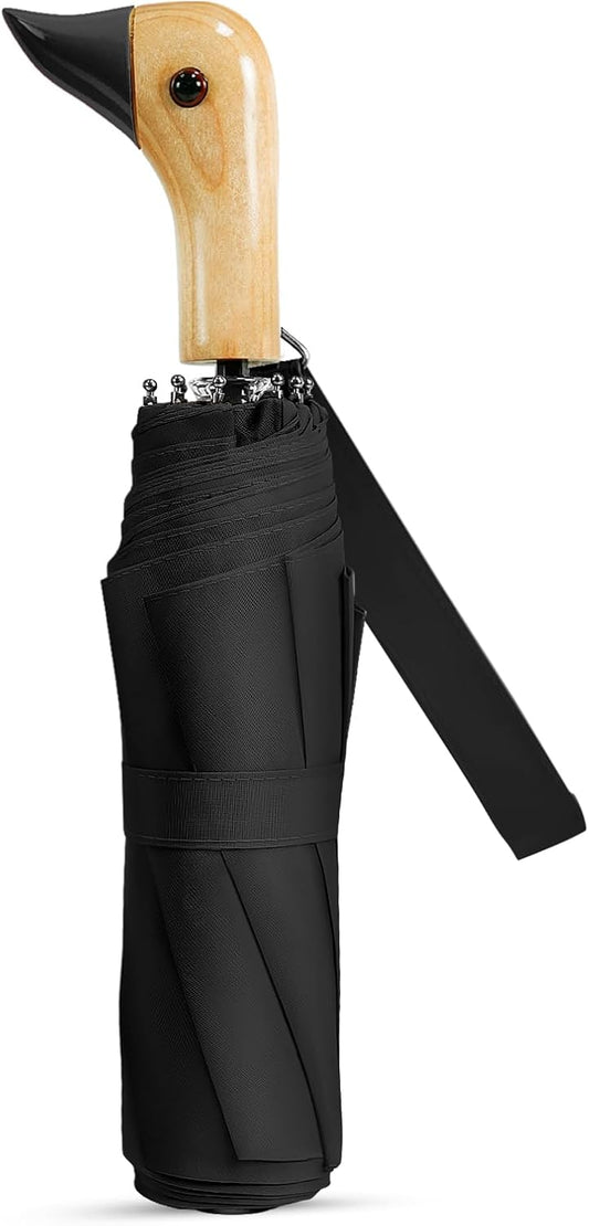 Cute Duck Handle Umbrella - Compact Travel Yellow Duck Head Umbrella for Adults and Girls