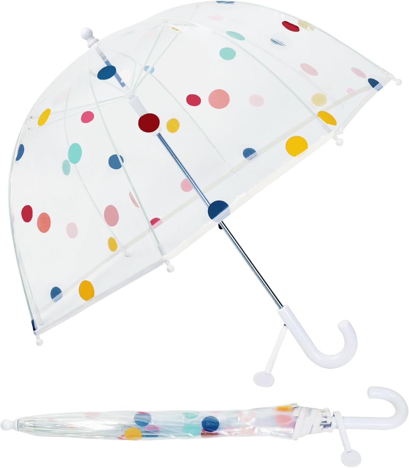 Kids Umbrella Clear Bubble Umbrellas for Rain,Transparent Dome Safety Windproof Umbrella with Easy-Grip Hook Handle for Toddler Girls and Boys