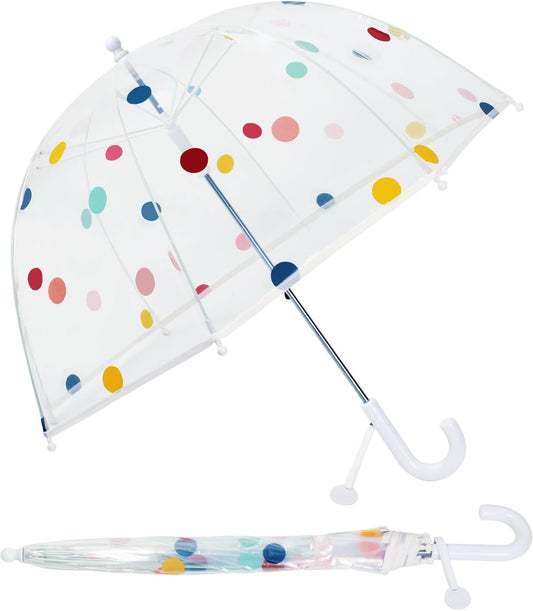 Kids Umbrella Clear Bubble Umbrellas for Rain,Transparent Dome Safety Windproof Umbrella with Easy-Grip Hook Handle for Toddler Girls and Boys