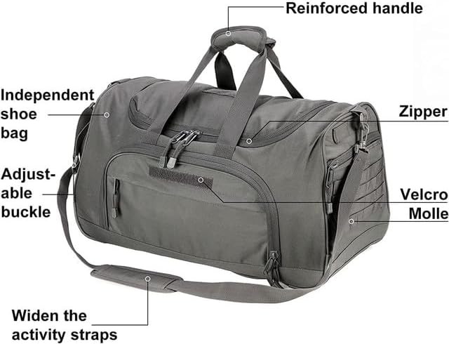 Gym Bag for Women & Men Tactical Duffle Military Weekender Travel Work Out Bags Lightweight Waterproof Sports Tote Shoe Pocket