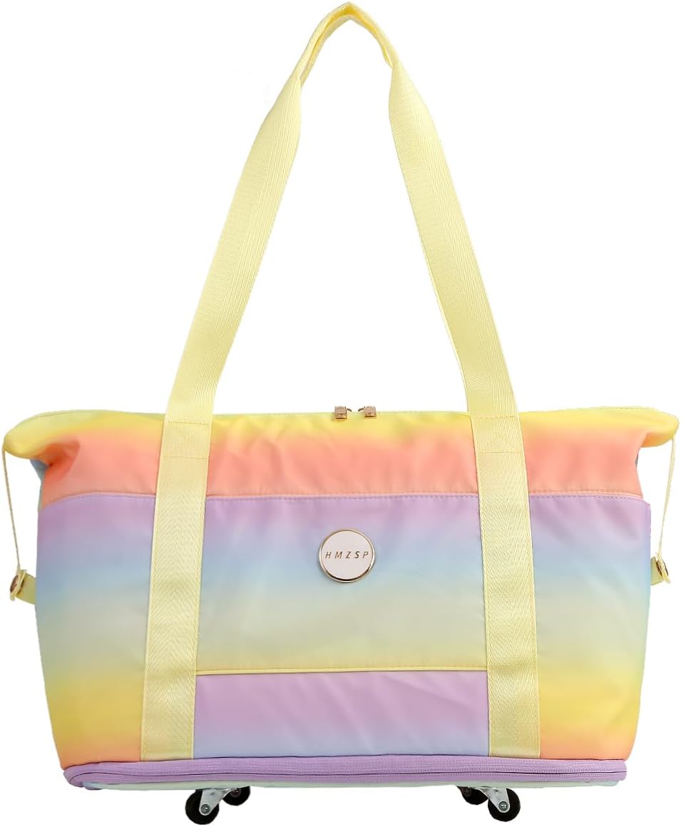 Large Travel Duffel Bag With Wheels Waterproof Lightweight, Sports Tote Gym Bag, Carry on Luggage with Dry&Wet Separation for Gym, Vacation