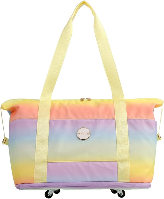 Large Travel Duffel Bag With Wheels Waterproof Lightweight, Sports Tote Gym Bag, Carry on Luggage with Dry&Wet Separation for Gym, Vacation