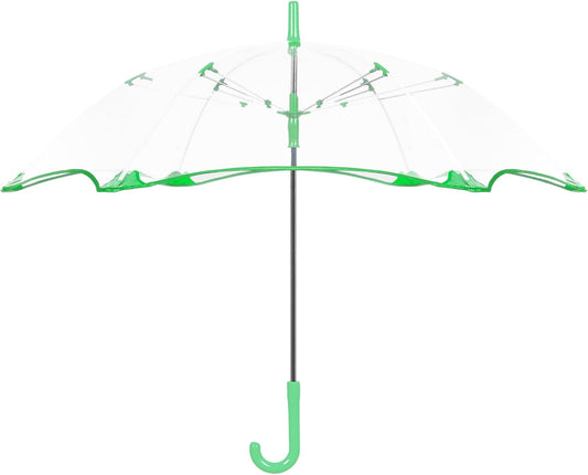 2Pcs Kids Clear Umbrella for Rain, Round Bubble Umbrella,Wide Coverage Arc 43 Inch,Auto Close,Windproof Strong Double Fiberglass Ribs With Spring Supporting for Each 6 Panels, Steel Shaft, Spoke Big Protectors for Safety