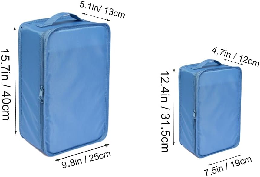 Travel Shoe Bags, Foldable Waterproof Shoe Pouches Organizer-Double Layer (2+2 Seablue Shoebags)