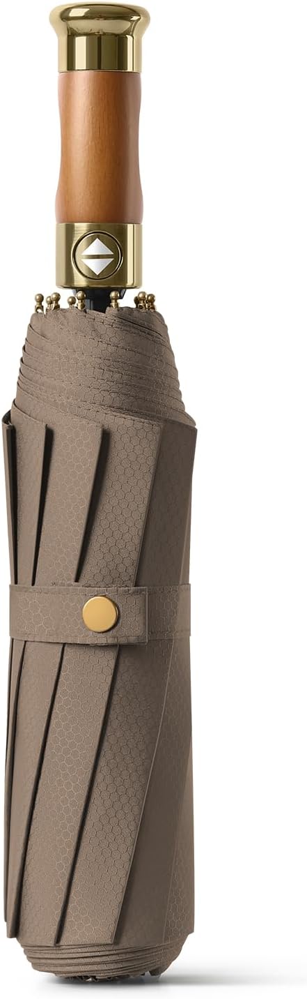 Rain Cats Large Umbrella 45 Inch diameter Umbrellas for rain Strong10 Ribs Fiberglass Windproof big Compact Automatic portable Folding Travel/Thick Fabric/Wood handle