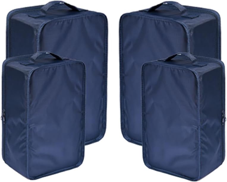 Travel Shoe Bags, Foldable Waterproof Shoe Pouches Organizer-Double Layer (2+2 Navy Shoebags)