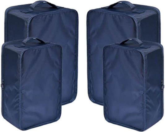 Travel Shoe Bags, Foldable Waterproof Shoe Pouches Organizer-Double Layer (2+2 Navy Shoebags)