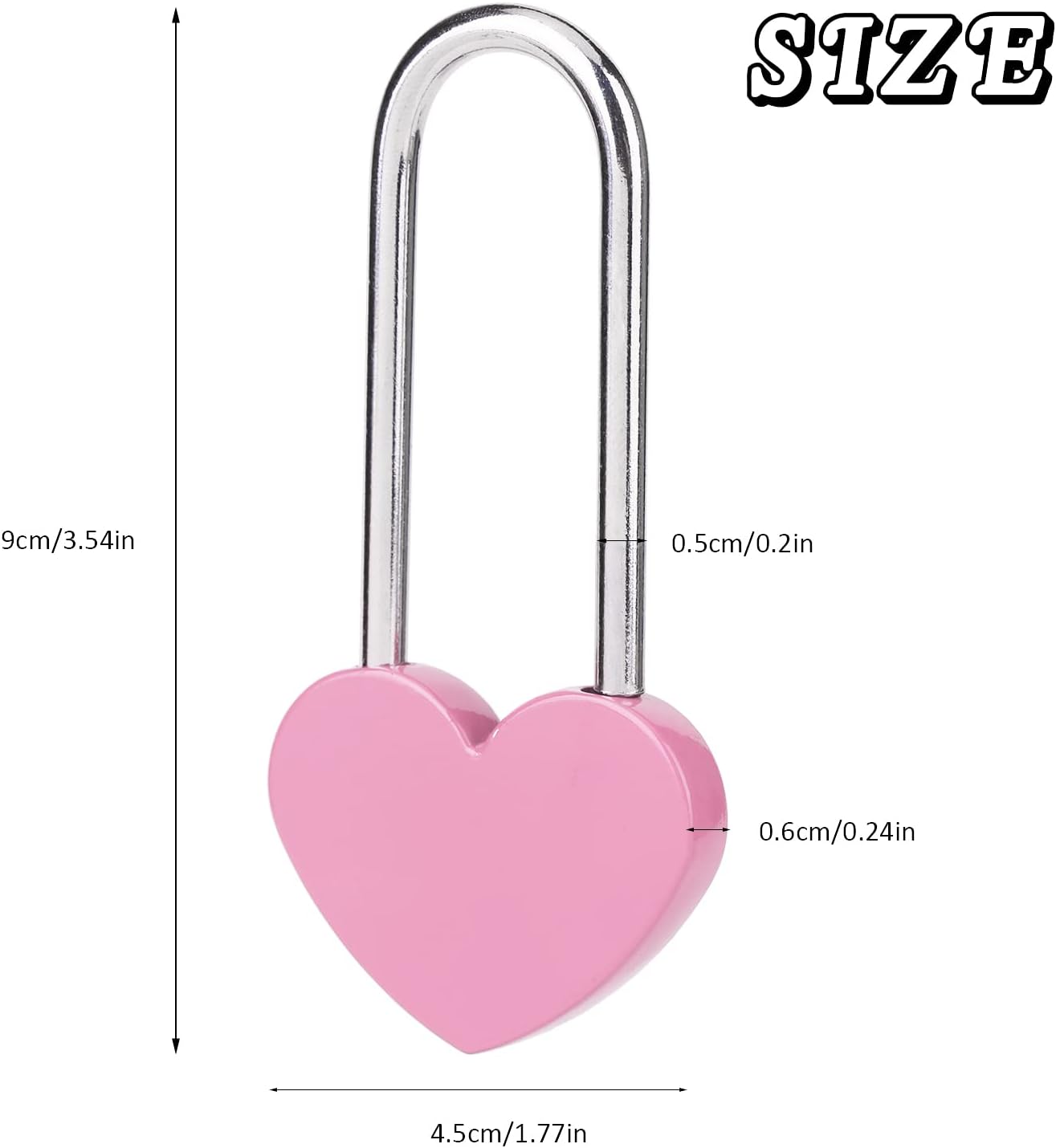 10PCS 3.5" Love Lock Heart Padlock,Pink Single Heart Wish Lock for Lovers Wedding,Valentines,Anniversary,Travel(NO Key)