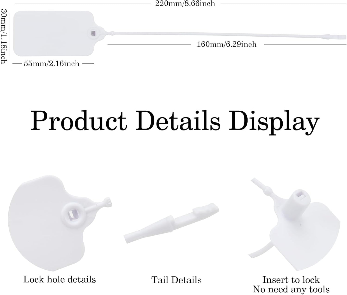 100pcs Luggage Tags Plastic Seals Shipping Label Logistics Use Sign Tie, Sealing Storage Multi Purpose Name ID Tag with Marker for Backpack, Schoolbag, Car Key (White)