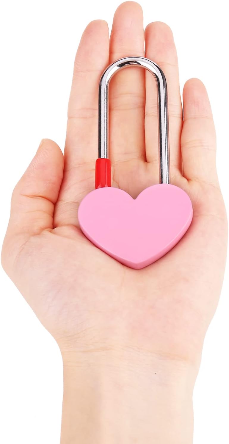 100PCS 3.5" 50mm Love Lock Heart Padlock,Pink Single Heart Wish Lock for Lovers Wedding,Valentines,Anniversary,Travel(NO Key)