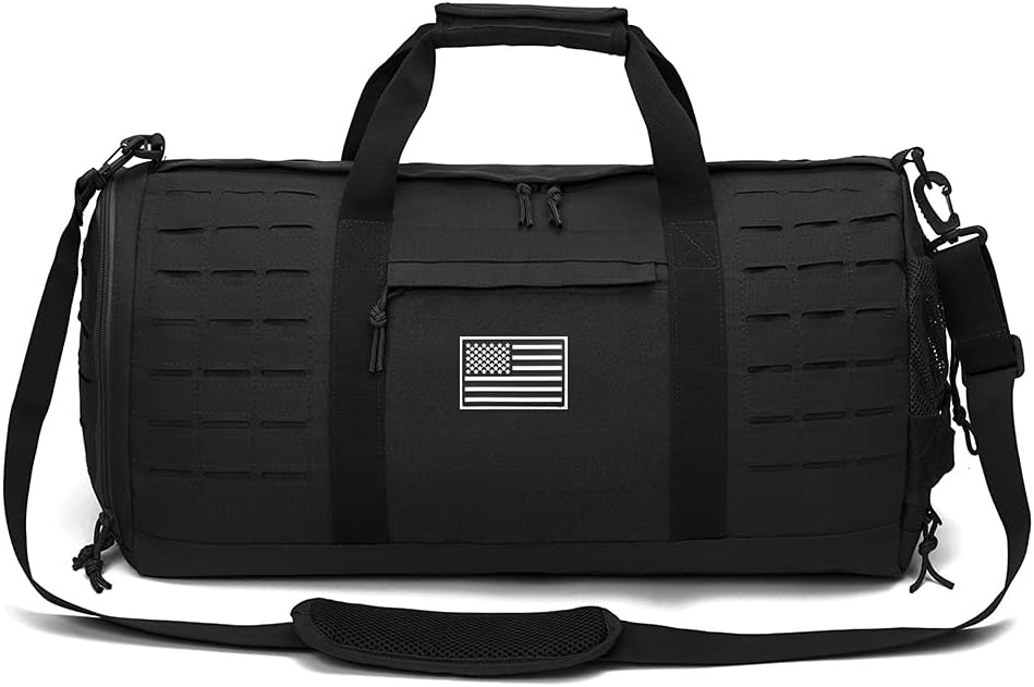 QT&QY 40L Military Tactical Duffle Bag For Men Sport Gym Fitness Tote Travel Training Workout With Shoe Compartment Basketball Football Weekender