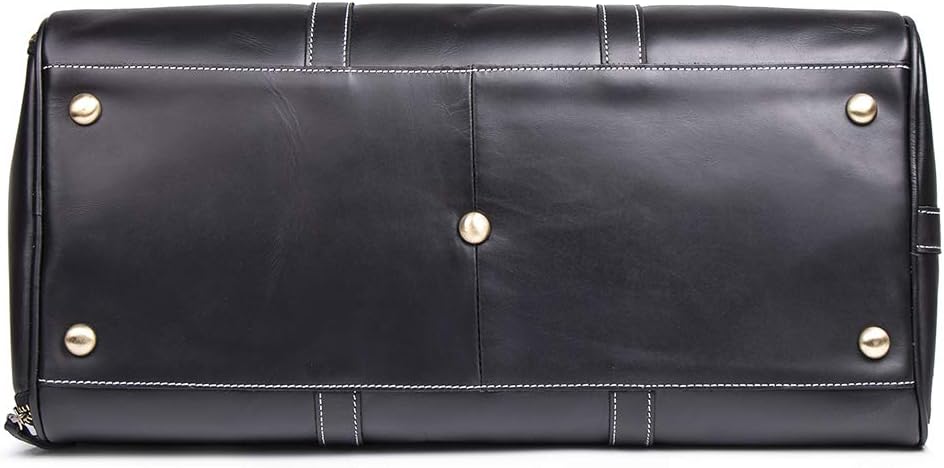 Leather Travel Luggage Bag, Mens Duffle Retro Carry on Handbag(Black, 22 Inch)