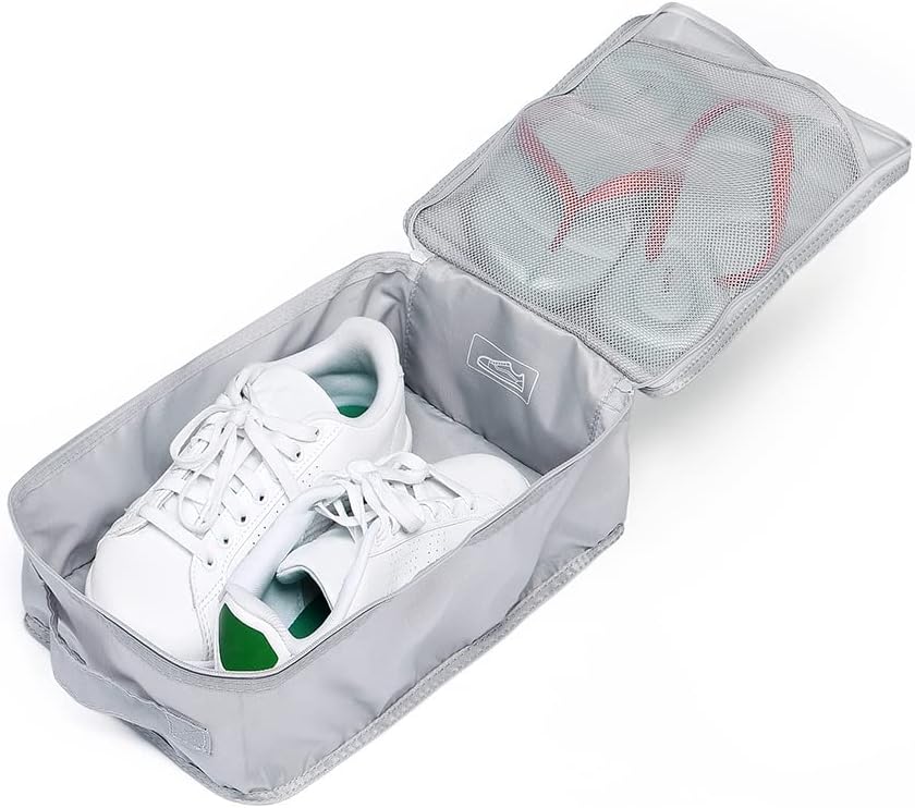 Travel Shoe Bags, Foldable Waterproof Shoe Pouches Organizer-Double Layer (4 Grey Shoe Bag)