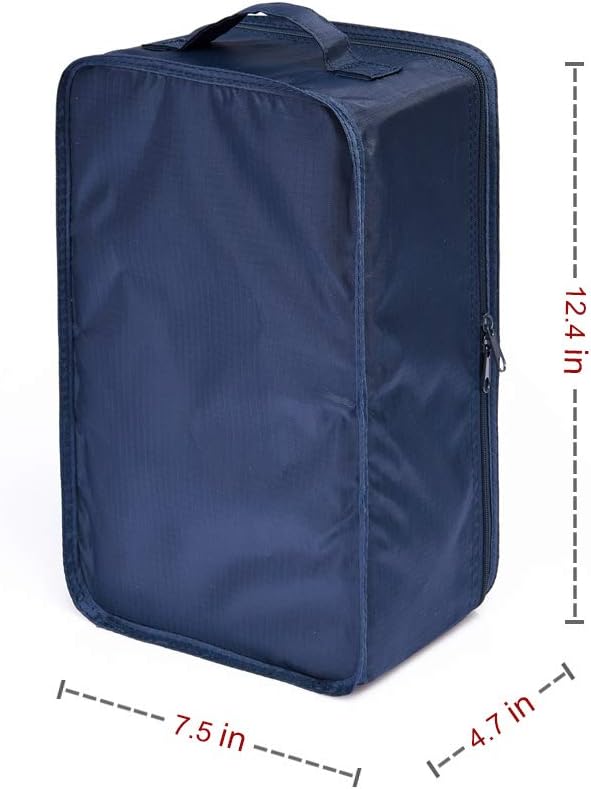 Travel Shoe Bags, Foldable Waterproof Shoe Pouches Organizer-Double Layer (2 Navy Bag)