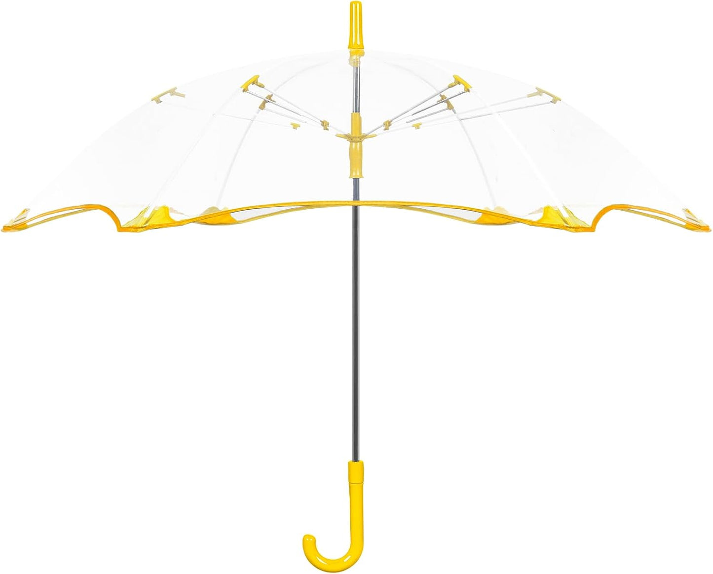 2Pcs Kids Clear Umbrella for Rain, Round Bubble Umbrella,Wide Coverage Arc 43 Inch,Auto Close,Windproof Strong Double Fiberglass Ribs With Spring Supporting for Each 6 Panels, Steel Shaft, Spoke Big Protectors for Safety