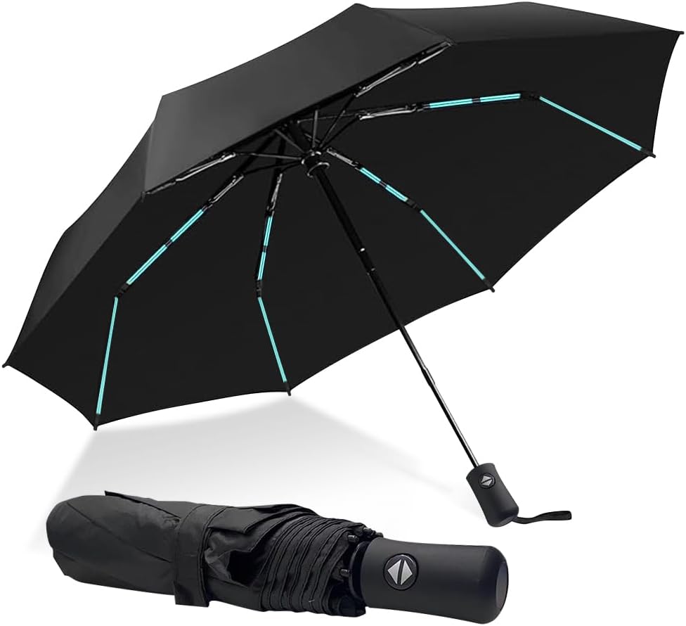 YINBAOGE Compact Travel Umbrella, Automatic Folding Windproof 8 Ribs, Lightweight Small Portable Parasol for Rain & Sun with UV Protection, Fits Car, Backpack, Purse, Men & Women