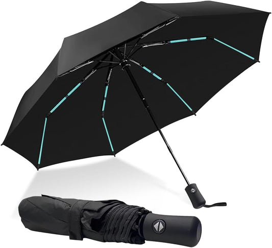 YINBAOGE Compact Travel Umbrella, Automatic Folding Windproof 8 Ribs, Lightweight Small Portable Parasol for Rain & Sun with UV Protection, Fits Car, Backpack, Purse, Men & Women