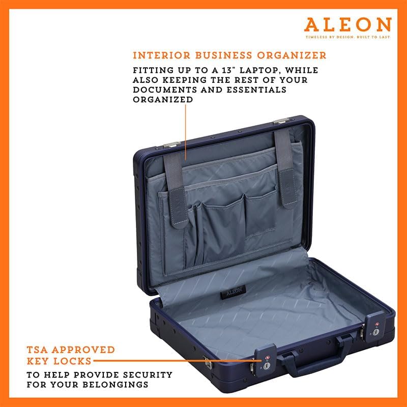 15" Aluminum Briefcase for Men & Women - Durable Hard Case Attache for Business, Work & Documents - RFID Blocking Organizer