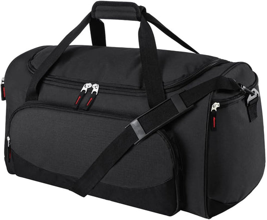 Gym Bag for Men - 55L Black Durable Large Duffle Bag for Travel, Workout, Fitness & Sport