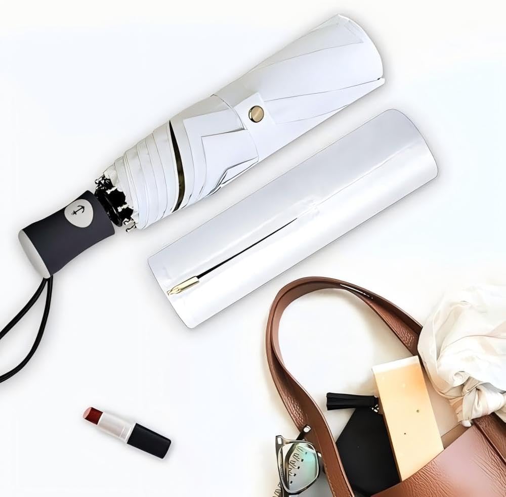 DBA FDJASGY Sun Umbrella Compact Folding Travel Umbrella Auto Open and Close for Windproof, Rainproof & 99.9% UV Protection Parasol with Black Anti-UV Coating