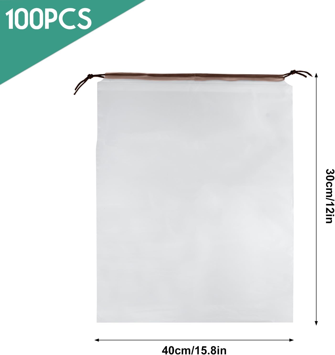 100 Pcs Shoe Bags for Travel, PLULON 15.7" x 11.8" Clear Drawstring Storage Bags Shoes Organizer for Packing Waterproof Dustproof Women Men Portable Travel Essentials