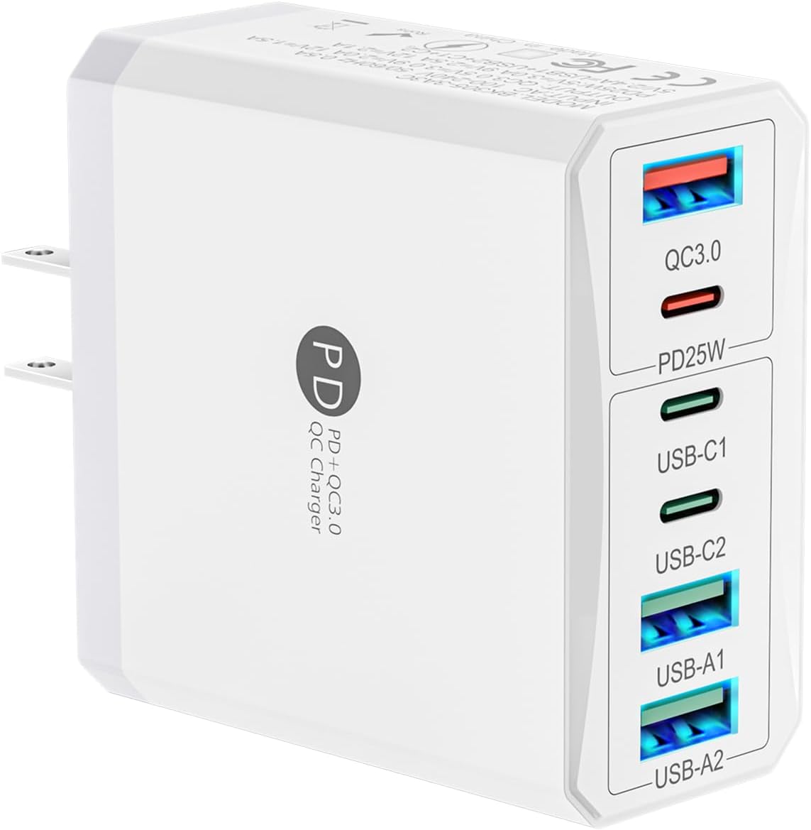 USB C Charger Block:100W 6-Port Fast Charging Blocks Wall Charger, Type C Charging Brick USB Cube Power Adapter for iPhone 16/15/14/13/12/11 Pro Max, Cell Phones - Lightweight & Travel-Friendly Design