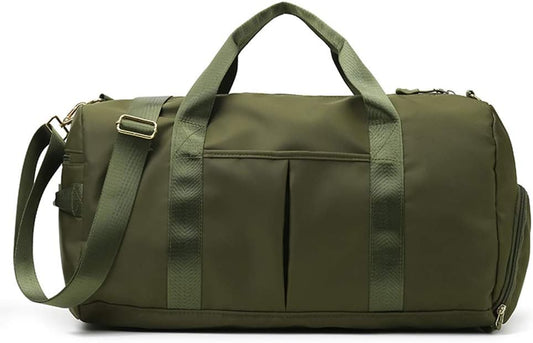 KARRESLY Sports Gym Bag for Women or Men Travel Duffel Bag with Wet Pocket and Shoes Compartment for Training Swim Yoga(ArmyGreen)